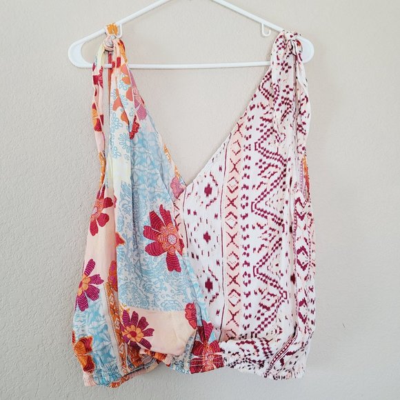 Free People Womens Tied To You Tank Tropical Combo Boho - Picture 11 of 11